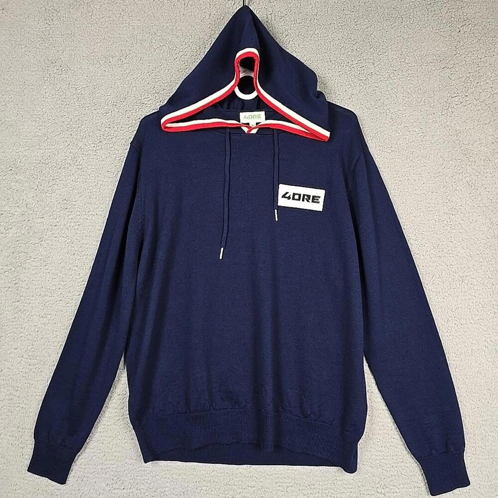 40RE Nutrition Lightweight Hooded Mens Sweater Size S Blue